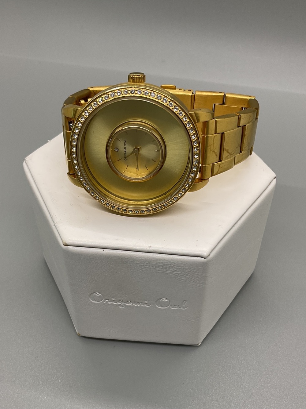 Origami Owl Gold Crystal-Accent Women's Bracelet Watch